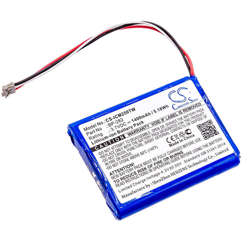 3.7V, Li-ion, 1400mAh, Two-Way Radio battery fits Icom, Bp-282, Ic-m25, 5.18Wh Two-Way Radio Cameron Sino Technology Limited