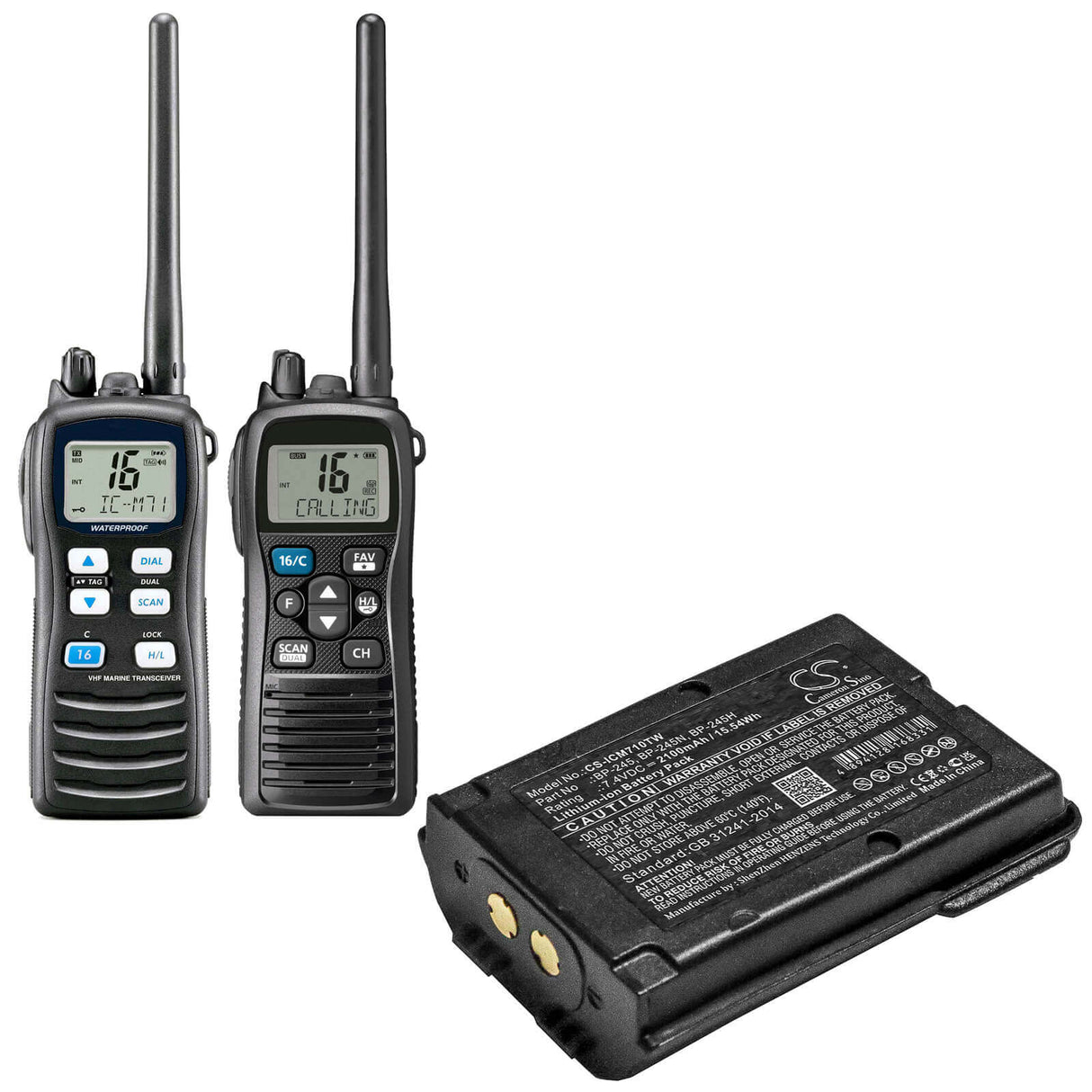 7.4V, Li-ion, 2100mAh, Two-Way Radio battery fits Icom, Bp-245, Ic-m71, Ic-m72, 15.54Wh Two-Way Radio Cameron Sino Technology Limited