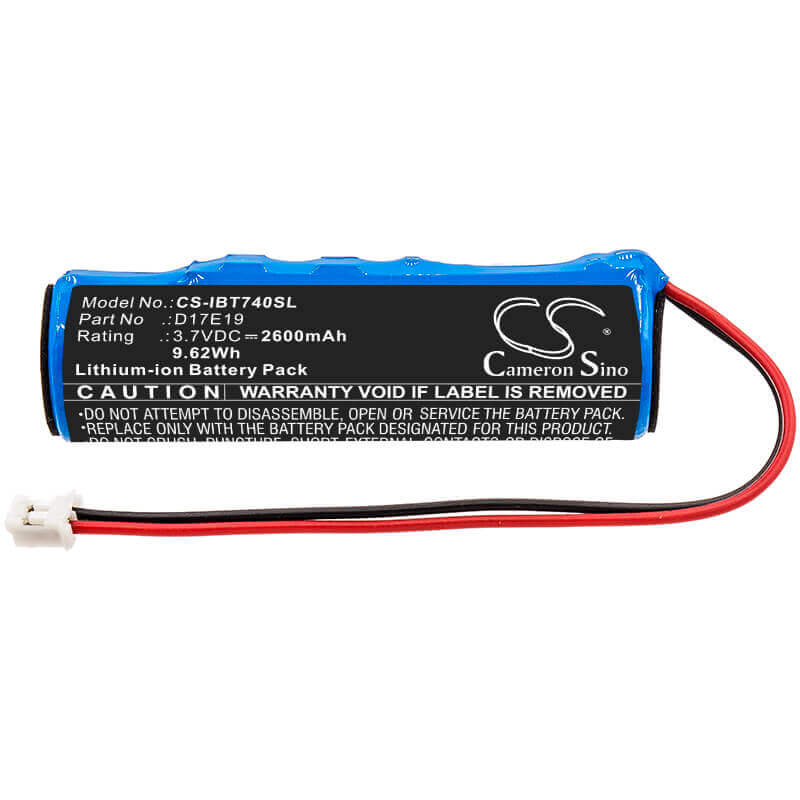 3.7V, Li-ion, 2600mAh, Speaker battery fits Ihome, Ibt74, 9.62Wh Speaker Cameron Sino Technology Limited
