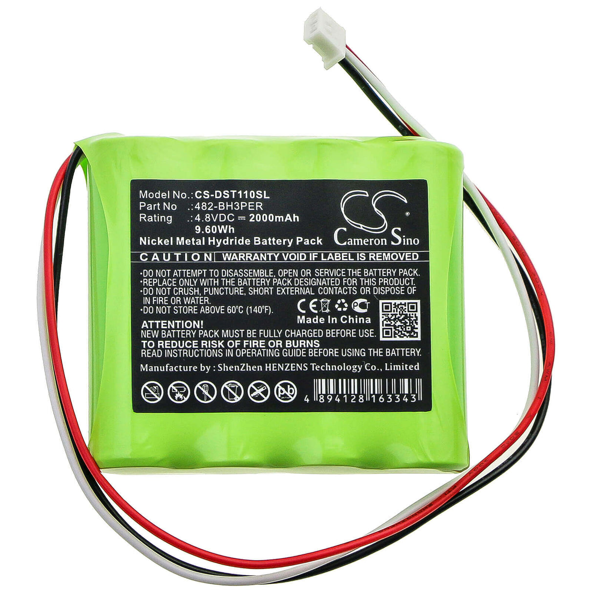 4.8V, Ni-MH, 2000mAh, Batterie d'équipement compatible avec Imada, 482-bh3per, DST-11 Jauge de force numérique, 9.6Wh Équipement, Enquête, Test Cameron Sino Technology Limited