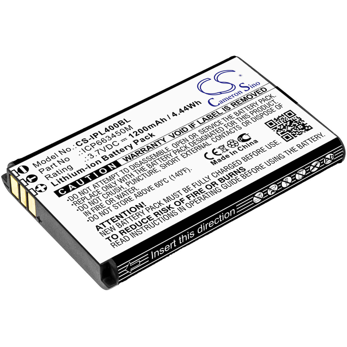 Batterie de scanner de codes-barres pour Infinite Peripherals, Linea Pro 4 3.7v, 1200mah - 4.44wh Scanner de codes-barres Cameron Sino Technology Limited