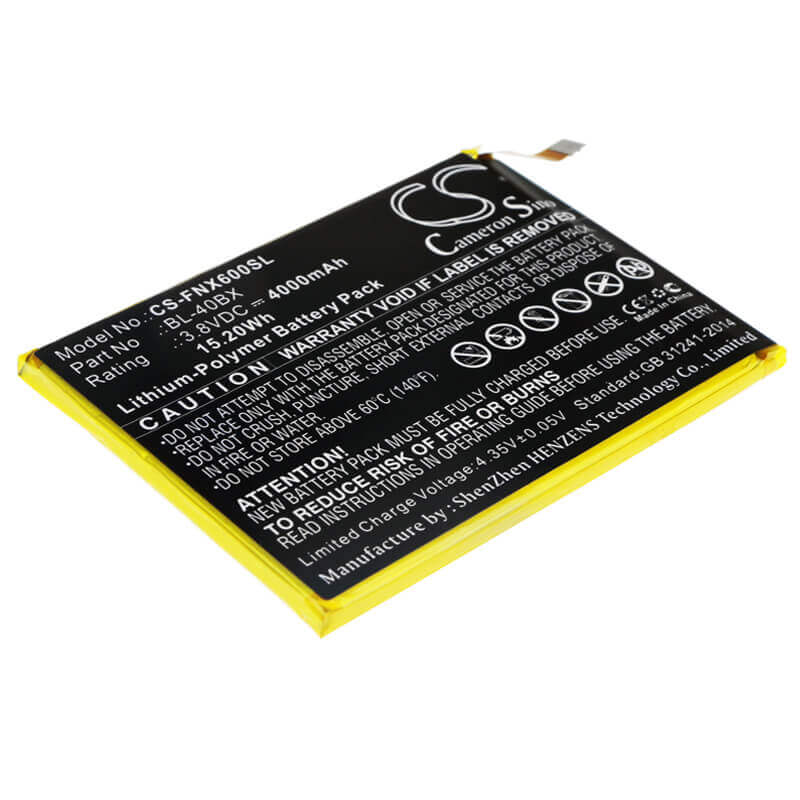 3.8V, Li-Polymer, 4000mAh, SmartPhone battery fits Infinix, Bl-40bx, Note 2, X600, 15.2Wh Mobile, SmartPhone Cameron Sino Technology Limited (Smartphone)
