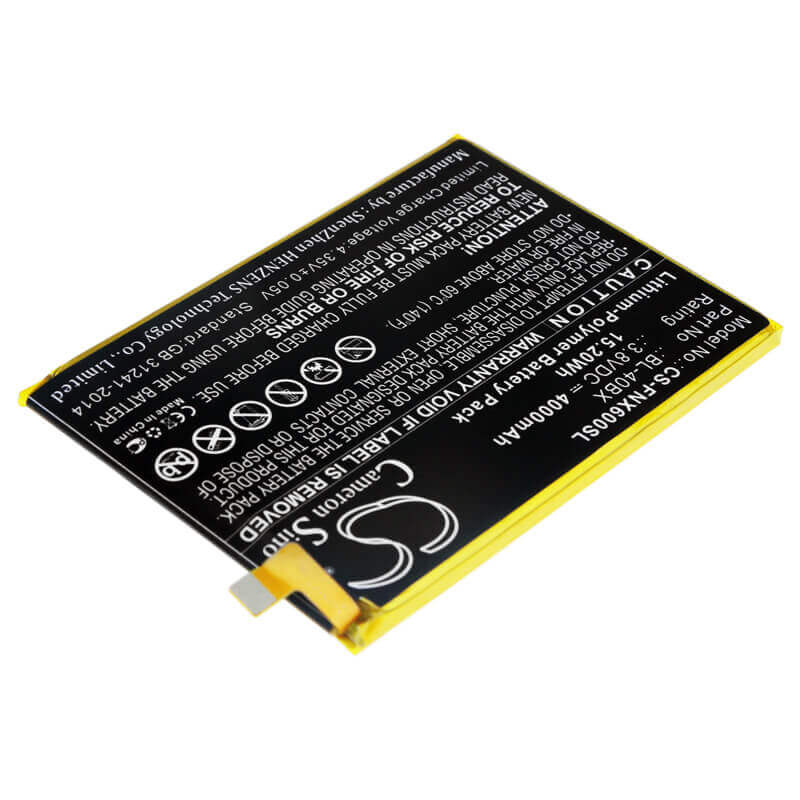 3.8V, Li-Polymer, 4000mAh, SmartPhone battery fits Infinix, Bl-40bx, Note 2, X600, 15.2Wh Mobile, SmartPhone Cameron Sino Technology Limited (Smartphone)
