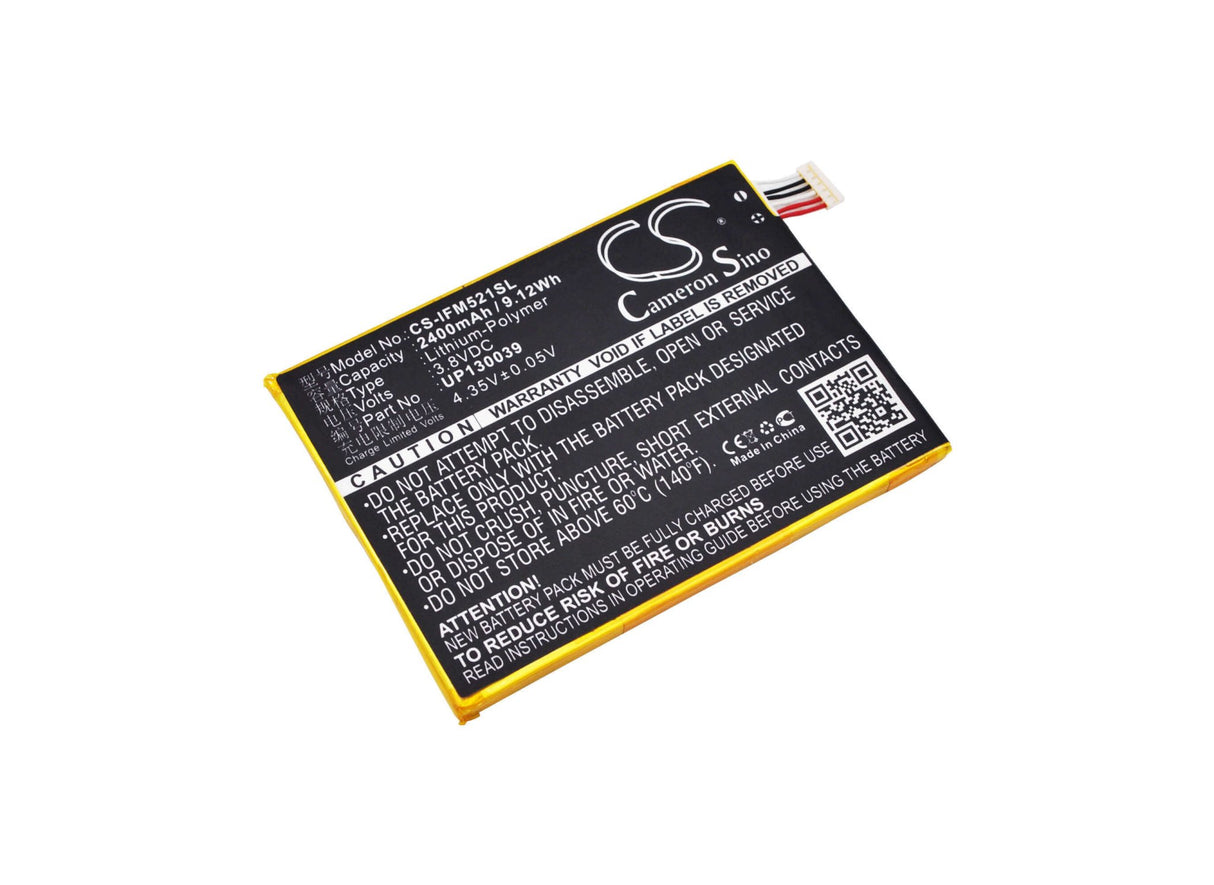 3.8V, Li-Polymer, 2400mAh, SmartPhone battery fits Infocus, Up130039, M521, 9.12Wh Mobile, SmartPhone Cameron Sino Technology Limited (Smartphone)