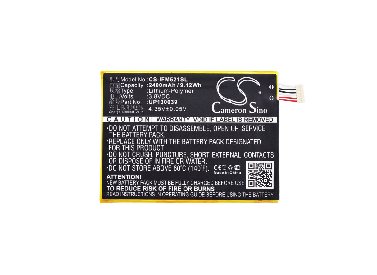 3.8V, Li-Polymer, 2400mAh, SmartPhone battery fits Infocus, Up130039, M521, 9.12Wh Mobile, SmartPhone Cameron Sino Technology Limited (Smartphone)