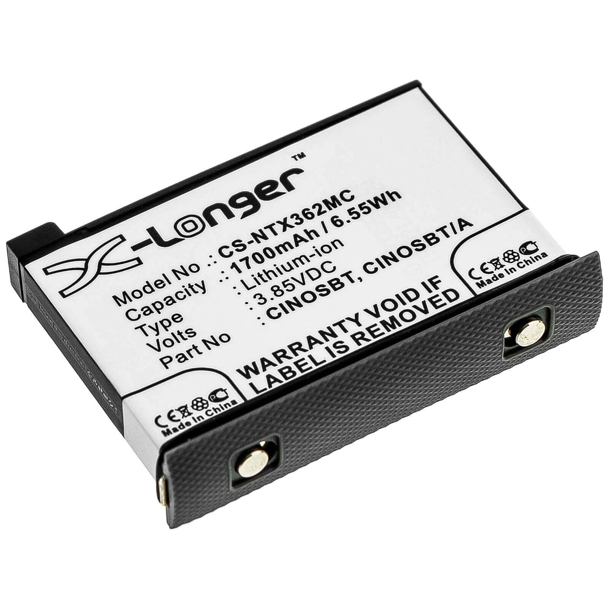 3.85V, Li-ion, 1700mAh, Camera battery fits Insta360, Cinosbt, One X2, 6.545Wh Camera Cameron Sino Technology Limited (Camera)