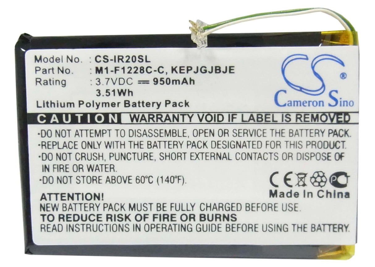 3.7V, Li-Polymer, 950mAh, Media Player battery fits Iriver, Kepjgjbje, Clix 2 2gb, Clix 2 4gb, 3.52Wh Media Player Cameron Sino Technology Limited