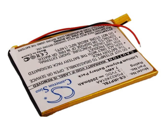3.7V, Li-Polymer, 2000mAh, Media Player battery fits Iriver, Pg822401aa, 1p0708sil 8gb, 1p0716sil 16gb, 7.4Wh Media Player Cameron Sino Technology Limited