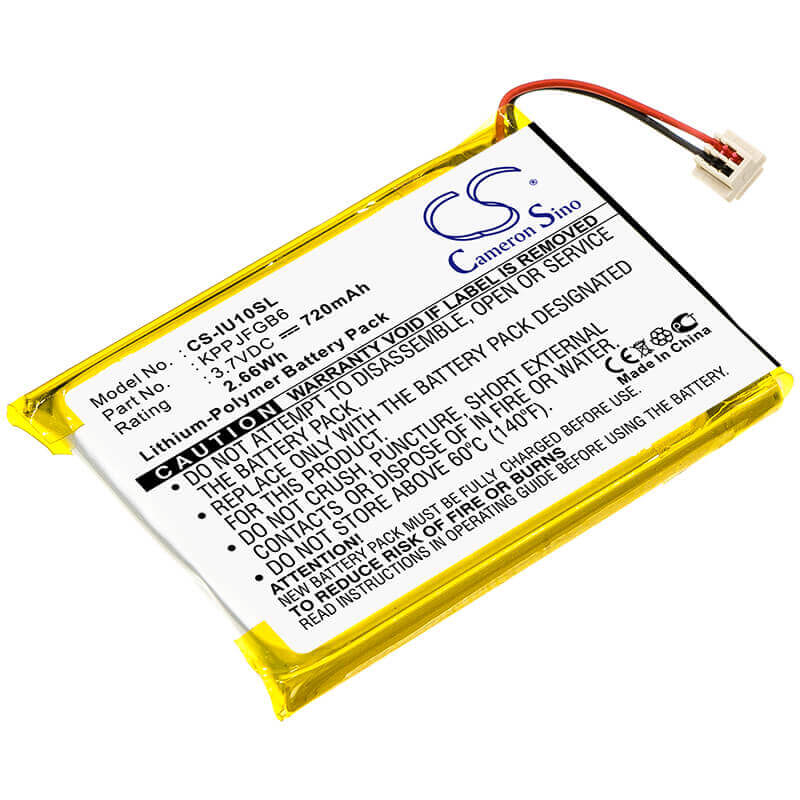 3.7V, Li-Polymer, 720mAh, Media Player battery fits Iriver, Kppjfgb6, Clix 2gb, Clix 4gb, 2.66Wh Media Player Cameron Sino Technology Limited