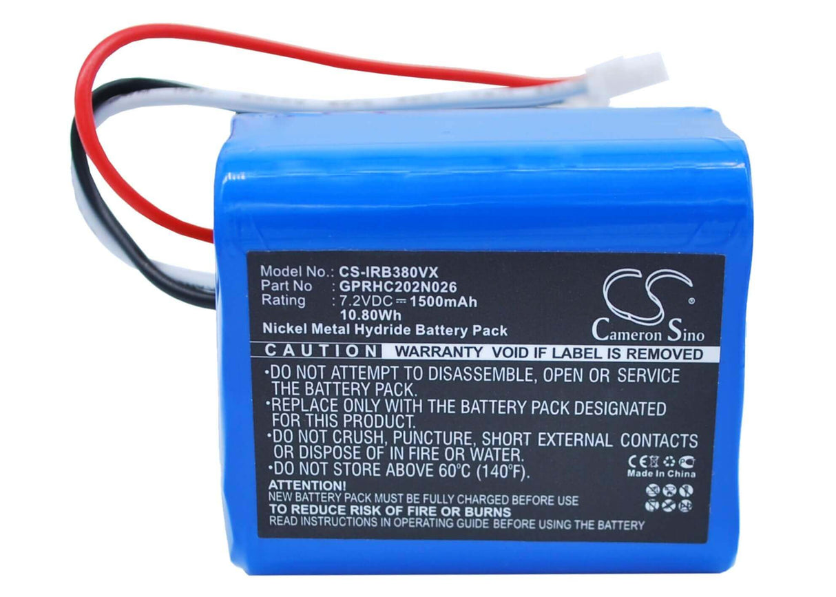 Vacuum battery For Irobot Braava 380, Braava 380t, 5200b 7.2v, 1500mah - 10.80wh Vacuum Cameron Sino Technology Limited