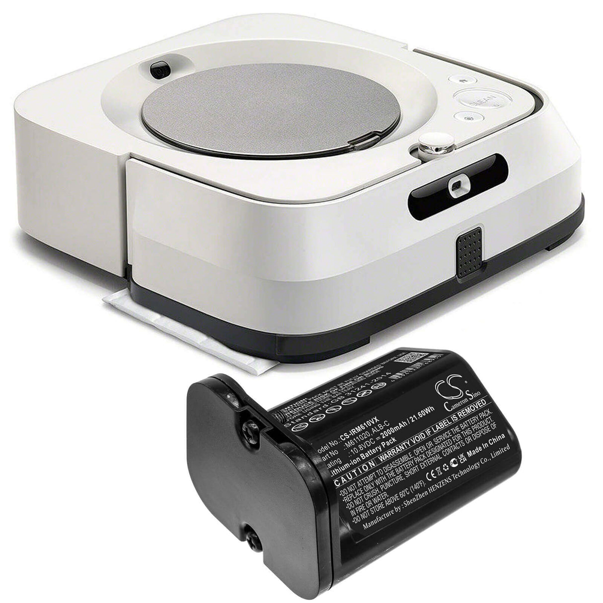 10.8V, Li-ion, 2000mAh, Vacuum battery fits Irobot, Add-n1, Braava Jet M6, M6 Ultimate Robot Mop, 21.60Wh Vacuum Cameron Sino Technology Limited