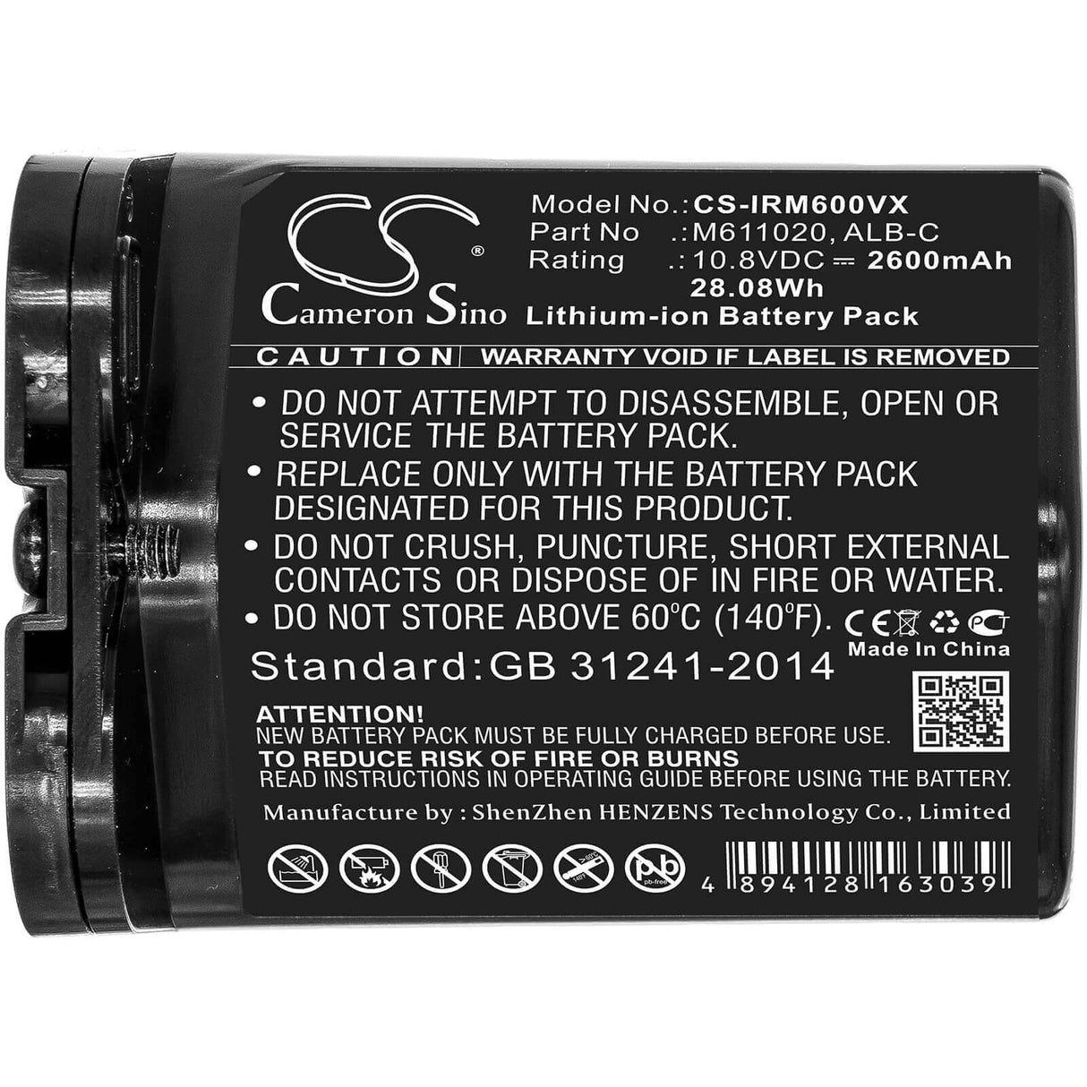 10.8V, Li-ion, 2600mAh, Vacuum battery fits Irobot, Add-n1, Braava Jet M6, M6 Ultimate Robot Mop, 28.08Wh Vacuum Cameron Sino Technology Limited