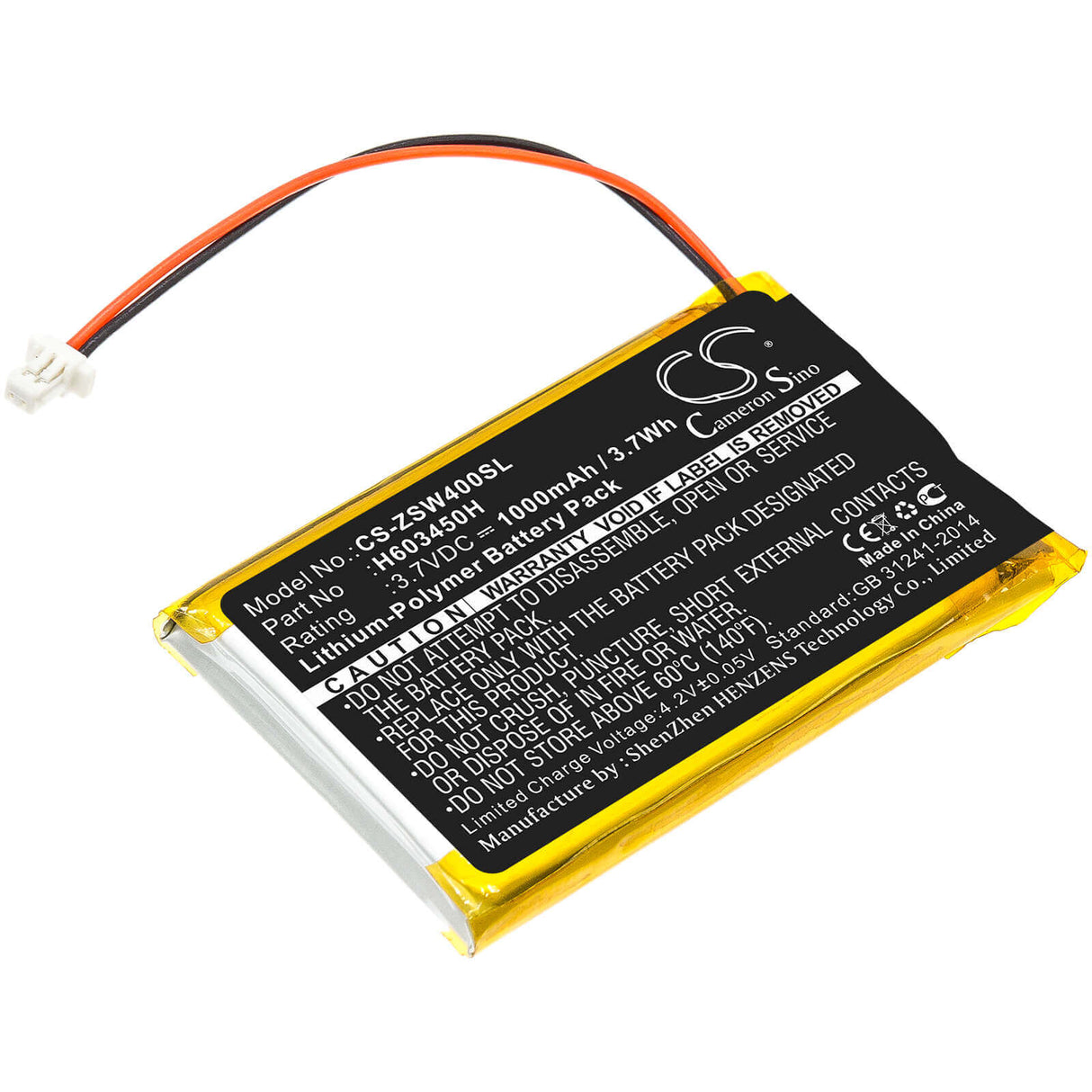 3,7V, Li-Polymer, 1000mAh, batterie GPS compatible avec Izzo, H603450h, Swami 4000, Swami 4000 Golf Gpsa43094, 3,7Wh GPS, Navigator Cameron Sino Technology Limited