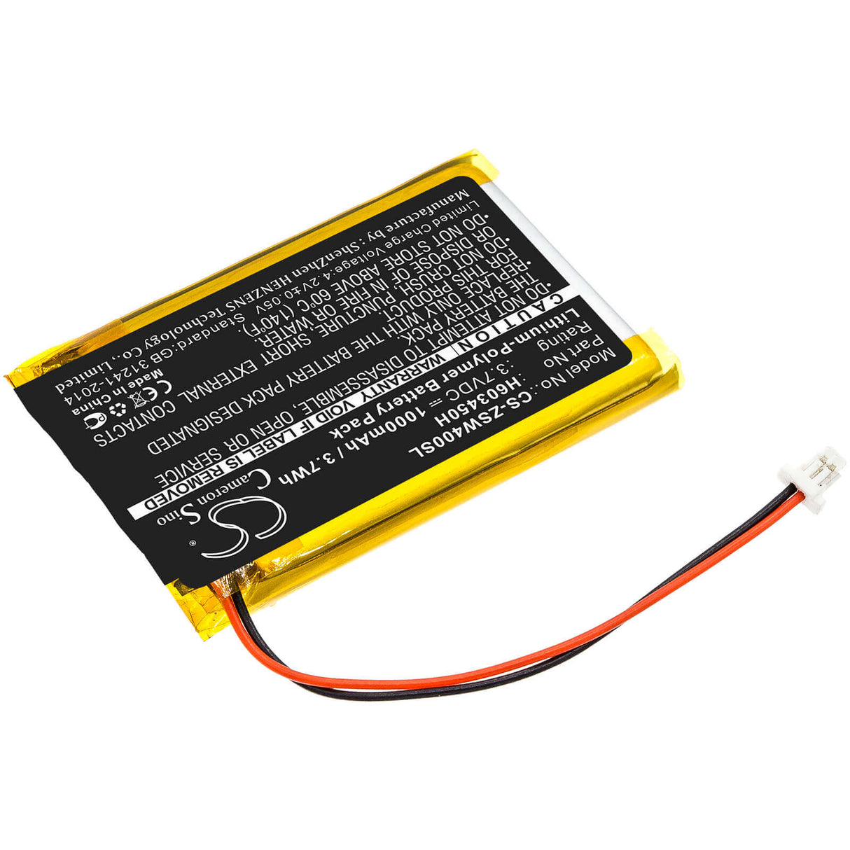 3,7V, Li-Polymer, 1000mAh, batterie GPS compatible avec Izzo, H603450h, Swami 4000, Swami 4000 Golf Gpsa43094, 3,7Wh GPS, Navigator Cameron Sino Technology Limited