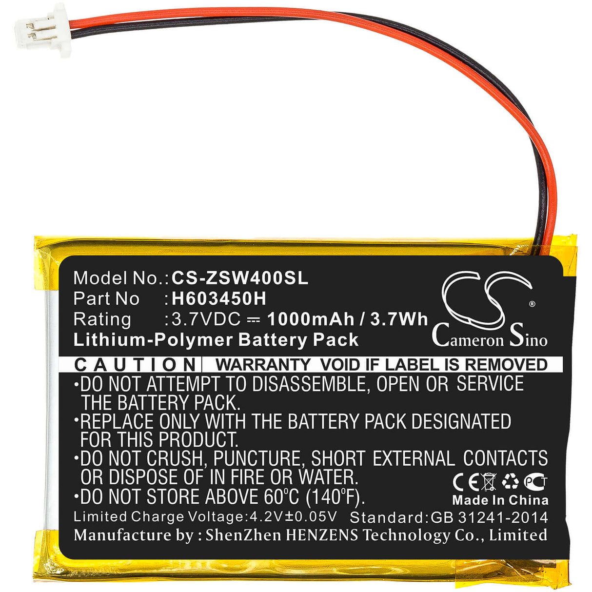3,7V, Li-Polymer, 1000mAh, batterie GPS compatible avec Izzo, H603450h, Swami 4000, Swami 4000 Golf Gpsa43094, 3,7Wh GPS, Navigator Cameron Sino Technology Limited