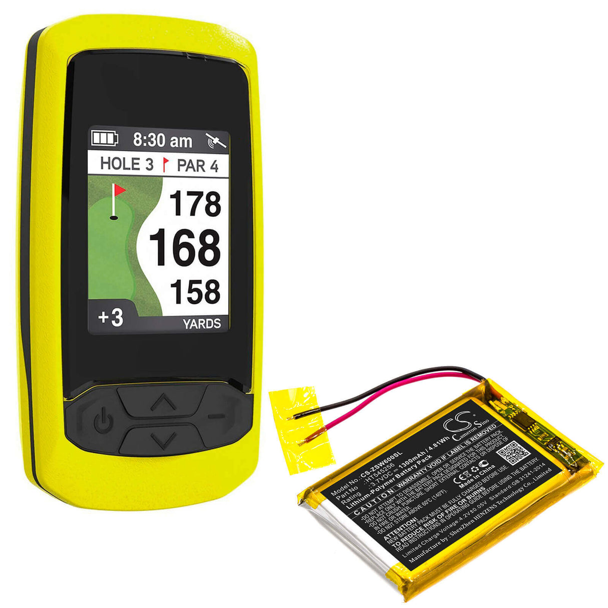 3,7V, Li-Polymer, 1300mAh, batterie GPS s'adapte à Izzo, Ht545256, Swami 6000, 4,81Wh GPS, Navigator Cameron Sino Technology Limited