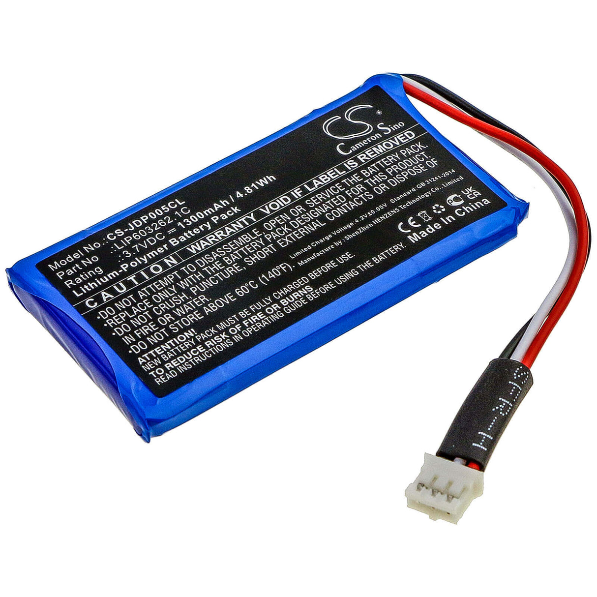 3,7V, Li-Polymer, 1300mAh, batterie de téléphone sans fil compatible avec Jablocom, Lip603262.1c, Gdp-04i, 4,81Wh Téléphone sans fil Cameron Sino Technology Limited (Téléphone sans fil)