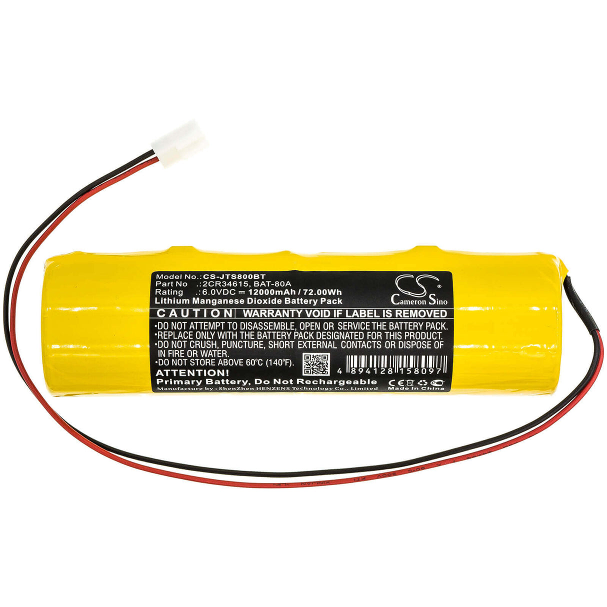 Li-MnO2, Alarm Battery For Jablotron, Ja-80a 6v, 12000mah - 72.00wh Alarm System Cameron Sino Technology Limited