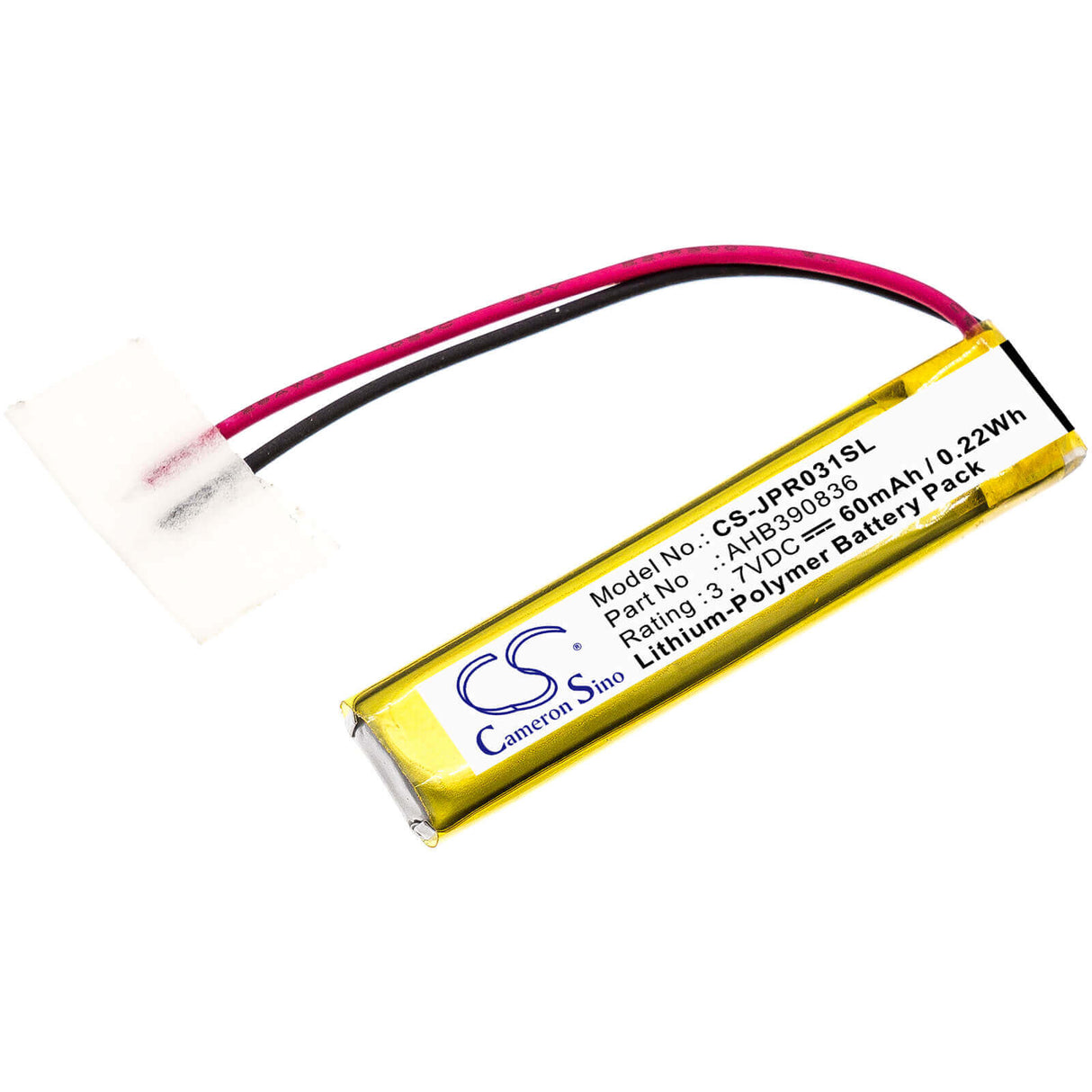 3.7V, Li-Polymer, 60mAh, Headset battery fits Plantronics, Jabra, Ahb390836, 100-55400000-02, 100-55400000-60, 0.22Wh Wireless Headset Cameron Sino Technology Limited