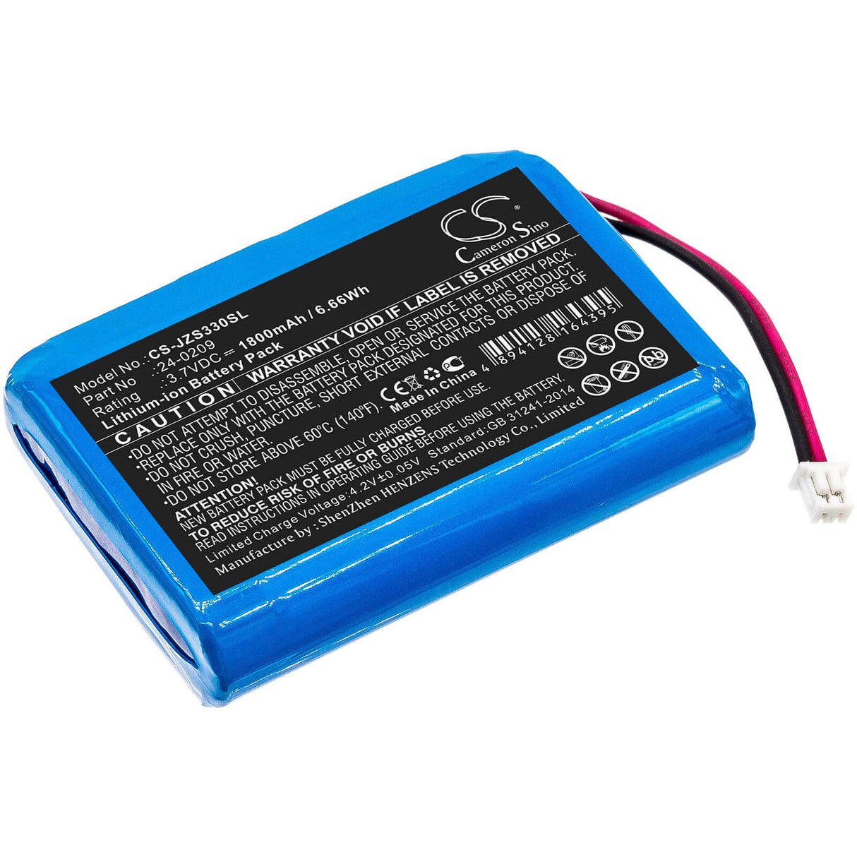 3.7V, Li-ion, 1800mAh, Smart Home battery fits Jandy, 24-0209, Zodiac E33 Eos Wireless Remote, 6.66Wh Smart Home Cameron Sino Technology Limited