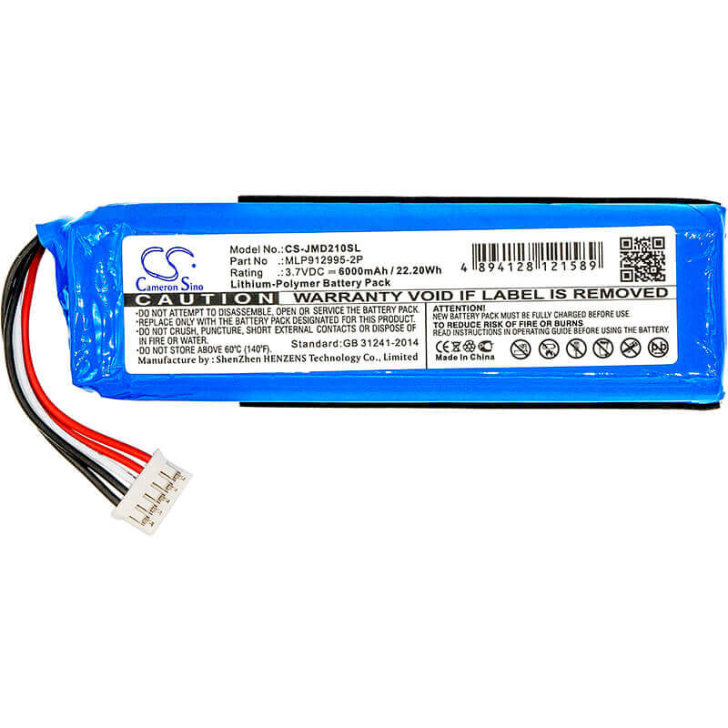 3.7V, Li-Polymer, 6000mAh, Speaker battery fits Jbl, Charge 2 Plus, Charge 2+, 22.20Wh Speaker Cameron Sino Technology Limited