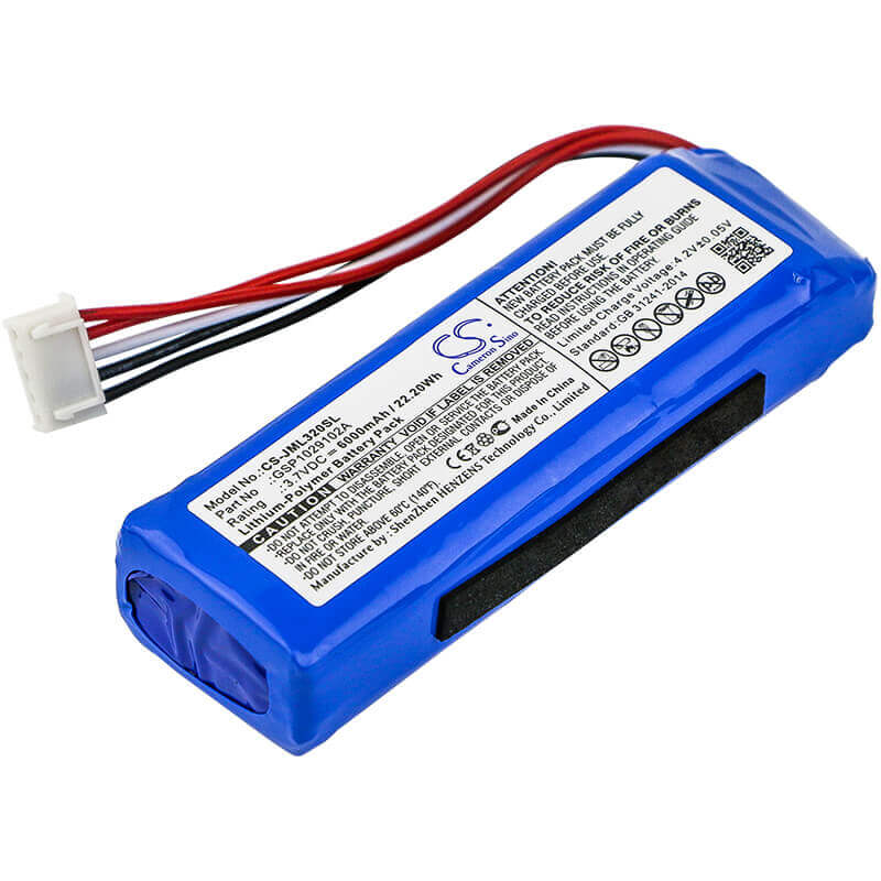 3.7V, Li-Polymer, 6000mAh, Speaker battery fits Jbl, Charge 3 2016, Charge 3 2016 Version, 22.20Wh Speaker Cameron Sino Technology Limited