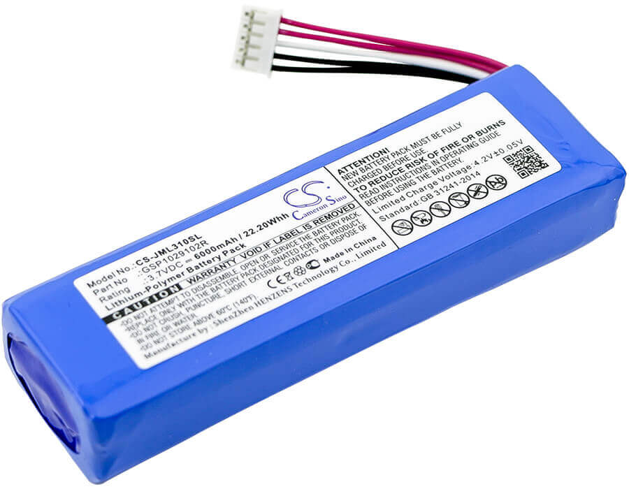 3.7V, Li-Polymer, 6000mAh, Speaker battery fits Jbl, Charge 2, Charge 2 Plus, 22.20Wh Speaker Cameron Sino Technology Limited