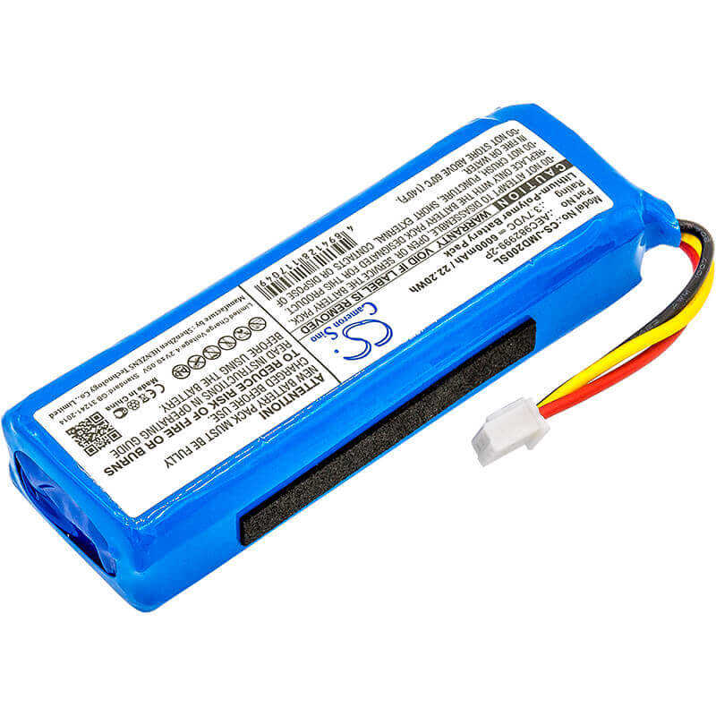 3.7V, Li-Polymer, 6000mAh, Speaker battery fits Jbl, Charge, 22.20Wh Speaker Cameron Sino Technology Limited