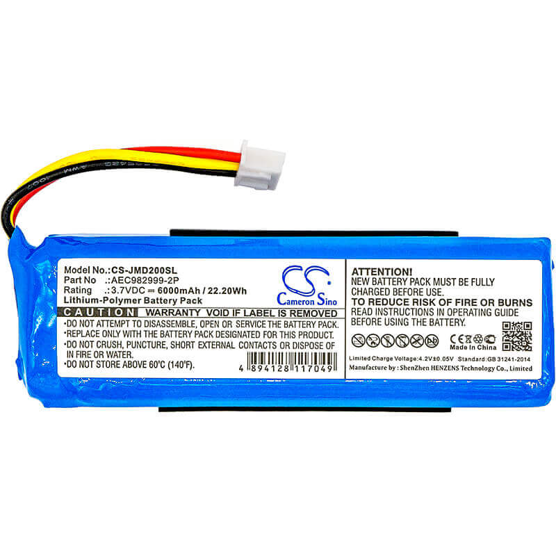 3.7V, Li-Polymer, 6000mAh, Speaker battery fits Jbl, Charge, 22.20Wh Speaker Cameron Sino Technology Limited