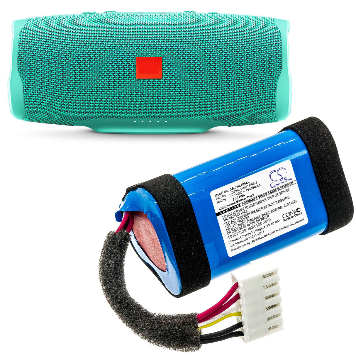 3.7V, Li-ion, 10200mAh, Speaker battery fits Jbl, Charge 4, Charge 4blk, 37.74Wh Speaker Cameron Sino Technology Limited