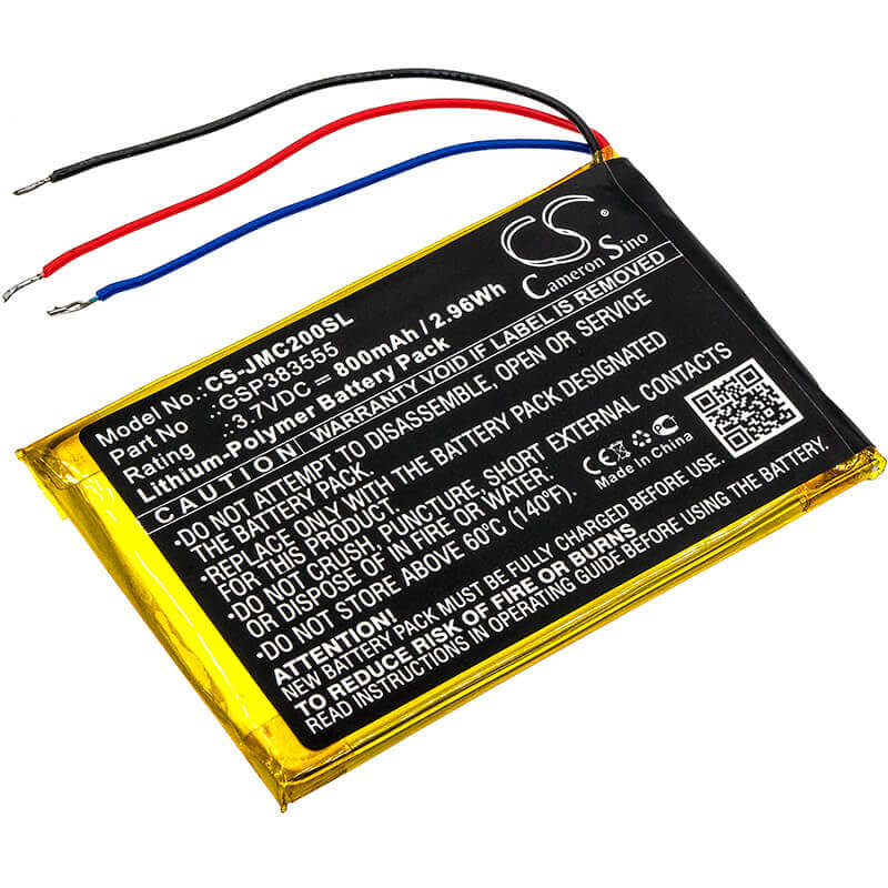 3,7V, Li-Polymère, 800mAh, Batterie de haut-parleur compatible avec Jbl, Clip 2, Clip 2 An, 2,96Wh Haut-parleur Cameron Sino Technology Limited