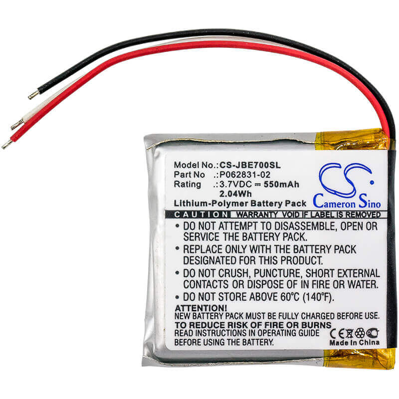 3.7V, Li-Polymer, 550mAh, Headset battery fits Jbl, P062831-02, Everest 300, Everest 310, 2.04Wh Wireless Headset Cameron Sino Technology Limited