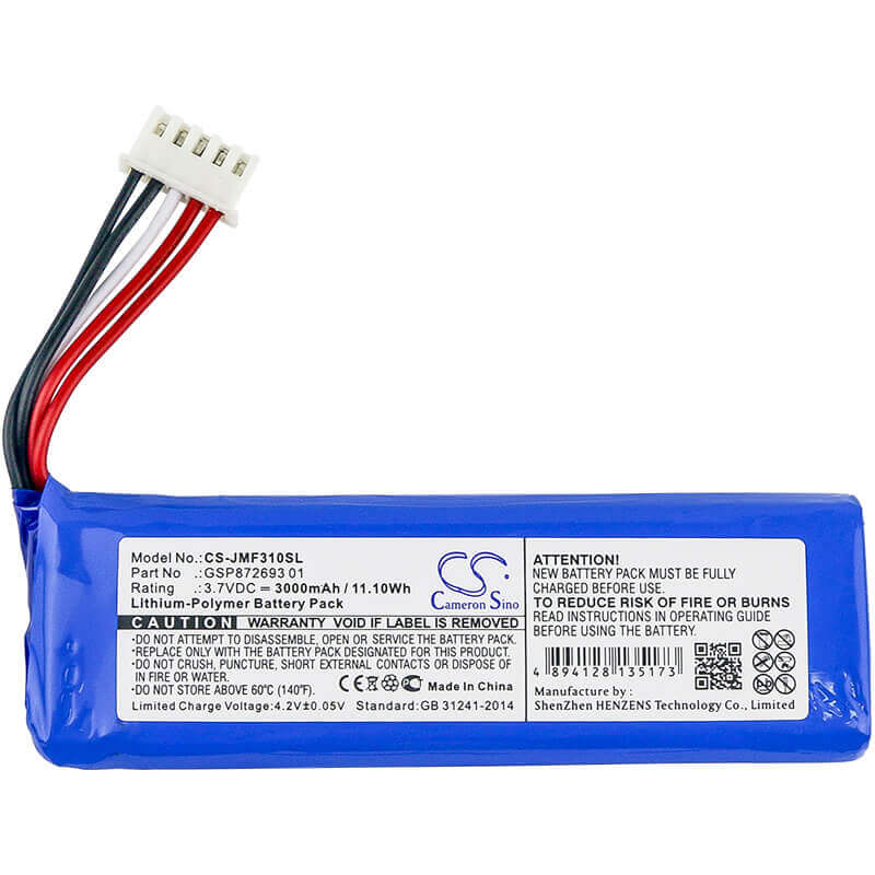 3.7V, Li-Polymer, 3000mAh, Speaker battery fits Jbl, Flip 4, Flip 4 Special Edition, 11.10Wh Speaker Cameron Sino Technology Limited