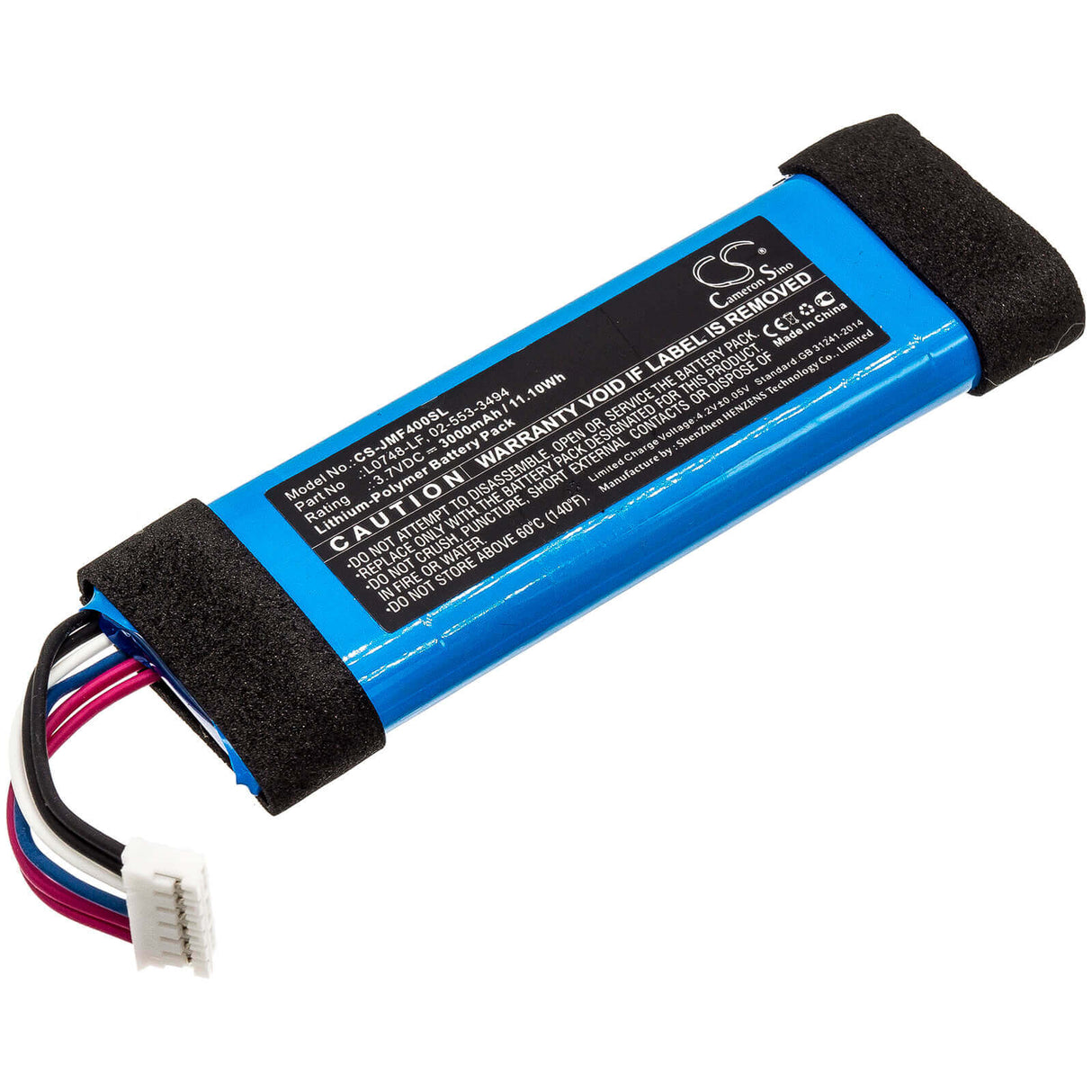 3.7V, Li-Polymer, 3000mAh, Speaker battery fits Jbl, Flip 3 Se, Flip 3 Stealth Edition, 11.10Wh Speaker Cameron Sino Technology Limited