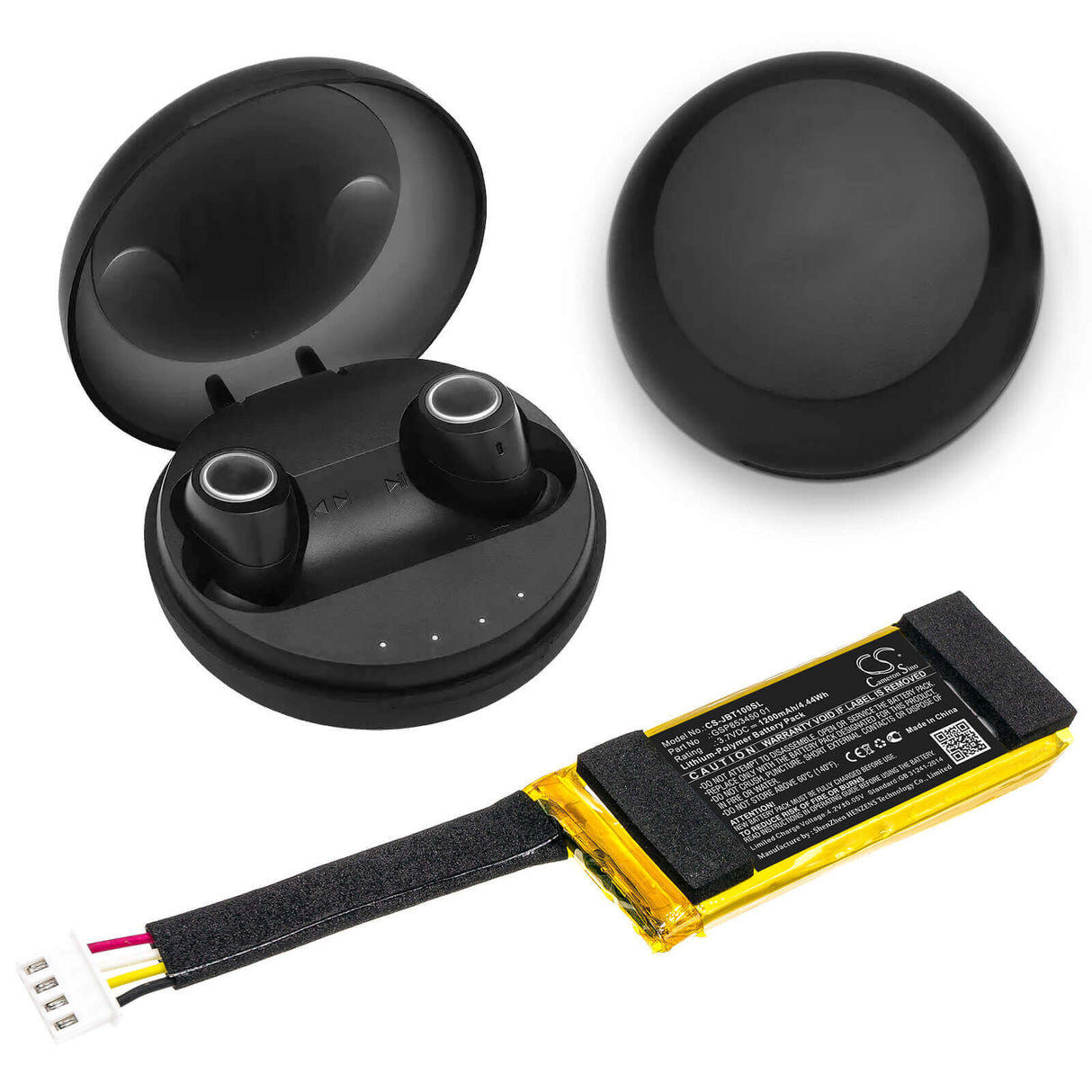 3.7V, Li-Polymer, 1200mAh, Headset battery fits Jbl, Gsp853450 01, Free Truly Charging Case, 4.44Wh Wireless Headset Cameron Sino Technology Limited