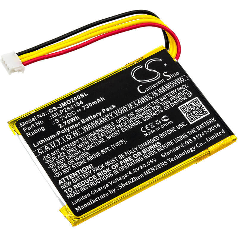 3.7V, Li-Polymer, 730mAh, Speaker battery fits Jbl, Go 2, Go 2h, 2.70Wh Speaker Cameron Sino Technology Limited