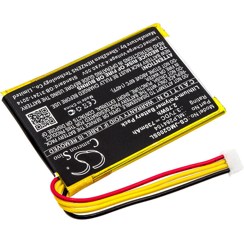 3.7V, Li-Polymer, 730mAh, Speaker battery fits Jbl, Go 2, Go 2h, 2.70Wh Speaker Cameron Sino Technology Limited