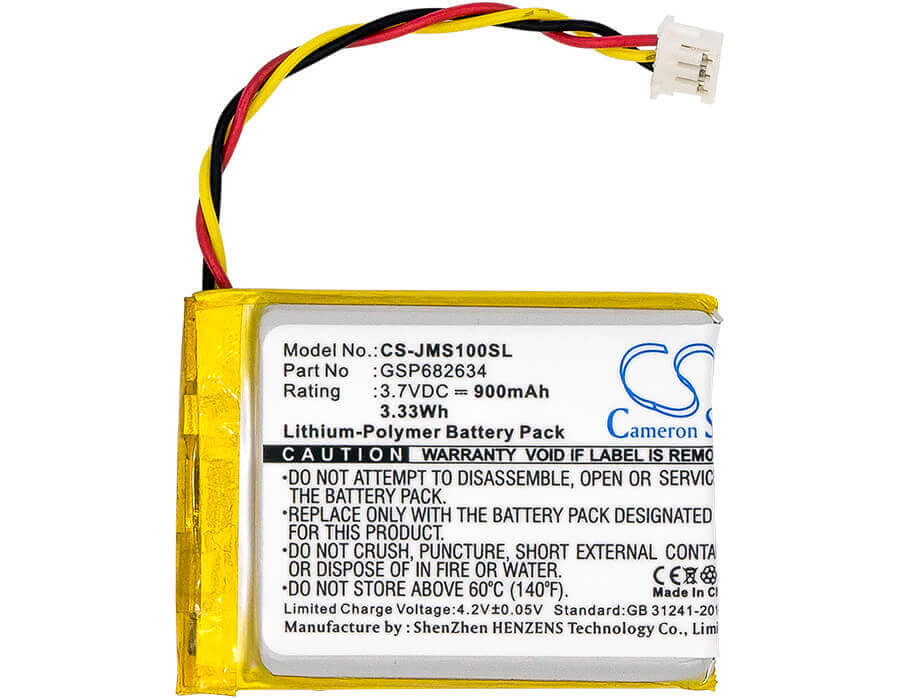 3,7V, Li-Polymer, 900mAh, Batterie de haut-parleur compatible avec Jbl, Go Smart, 3,33Wh Haut-parleur Cameron Sino Technology Limited