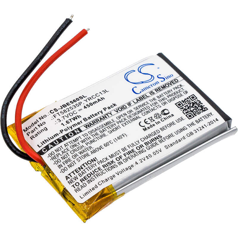 3.7V, Li-Polymer, 450mAh, Headset battery fits Jbl, Ft582535p, J56bt, 1.67Wh Wireless Headset Cameron Sino Technology Limited