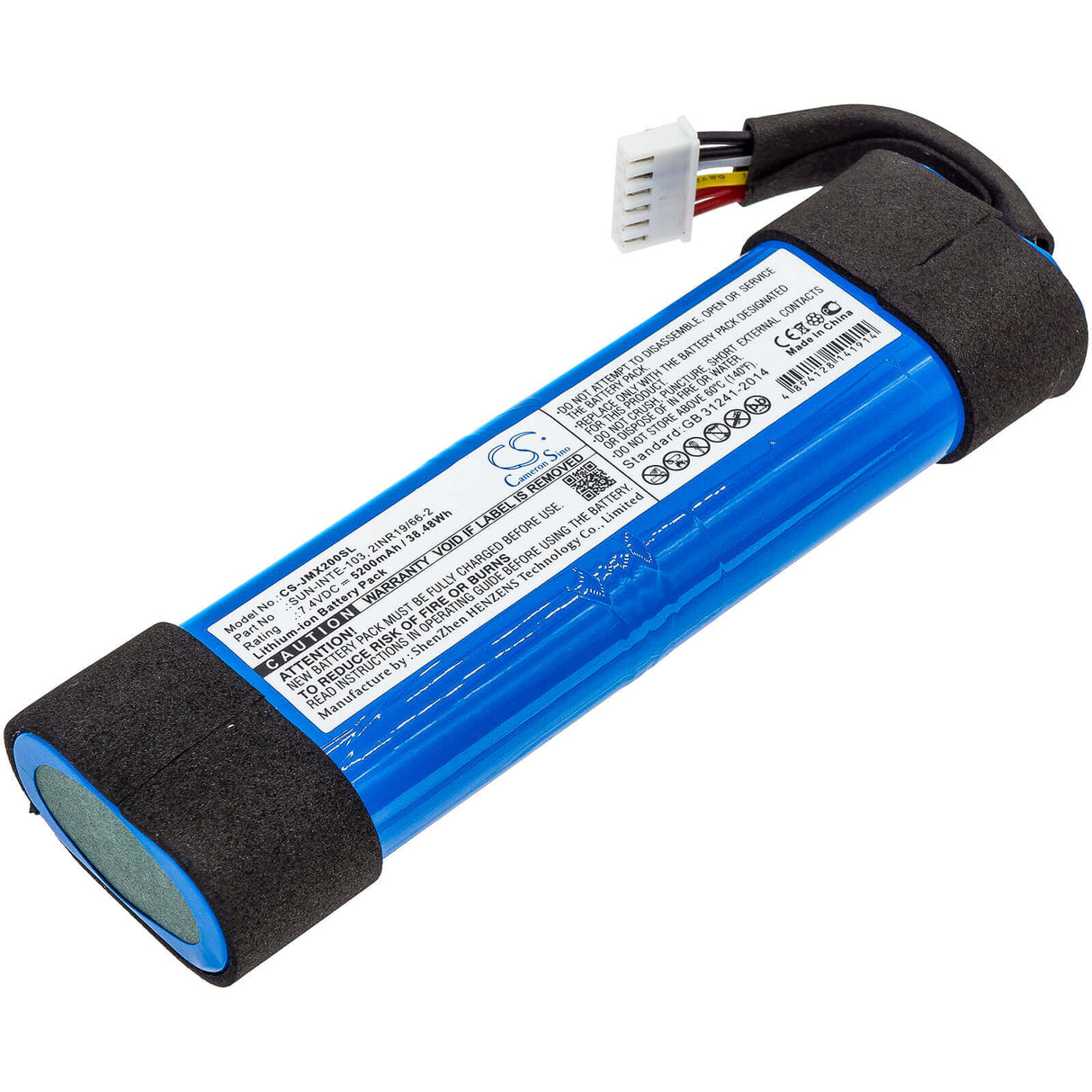 7.4V, Li-ion, 5200mAh, Speaker battery fits Jbl, Jblxtreme2blkam, Jblxtreme2bluam, 38.48Wh Speaker Cameron Sino Technology Limited