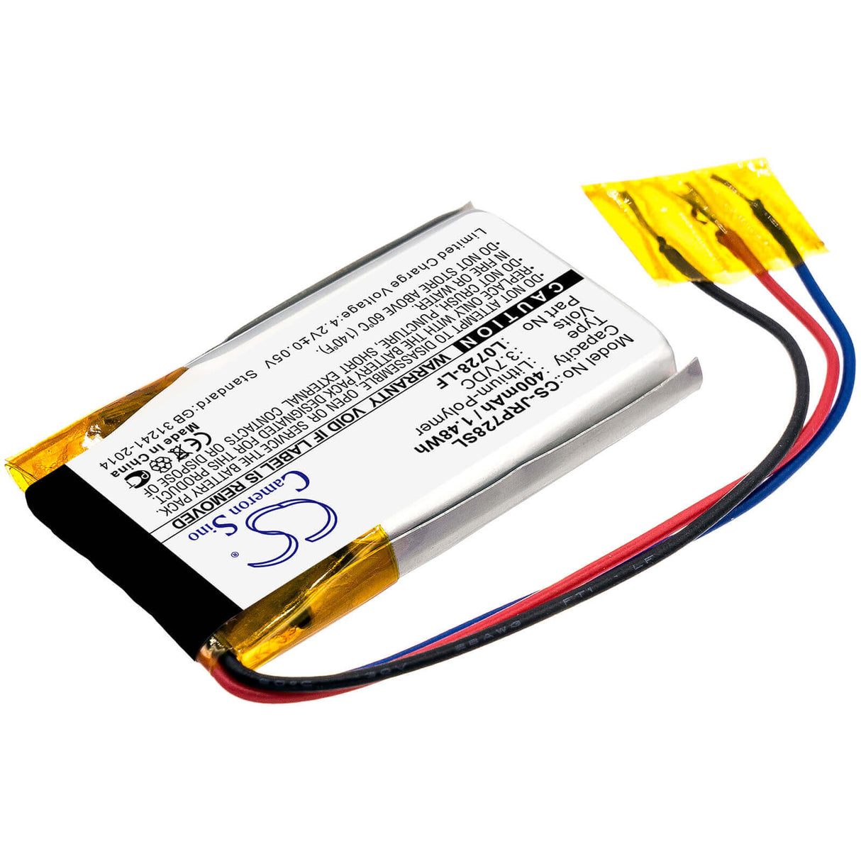 3.7V, Li-Polymer, 400mAh, Speaker battery fits Jbl, Jr Pop, 1.48Wh Speaker Cameron Sino Technology Limited