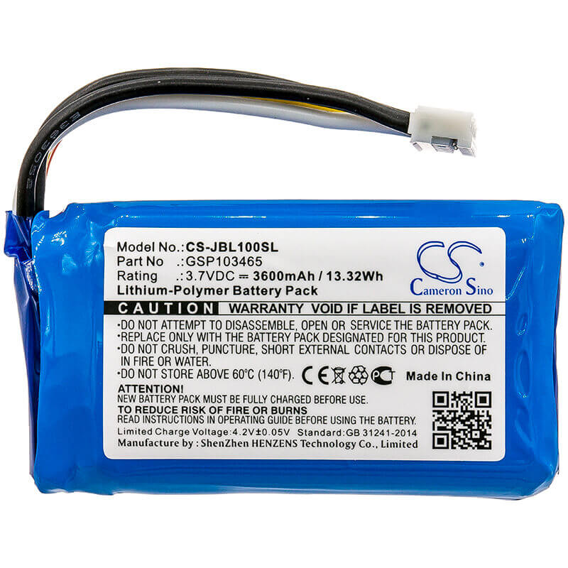 3,7V, Li-Polymer, 3600mAh, Batterie de haut-parleur compatible avec Jbl, Link 10, 13,32Wh Haut-parleur Cameron Sino Technology Limited