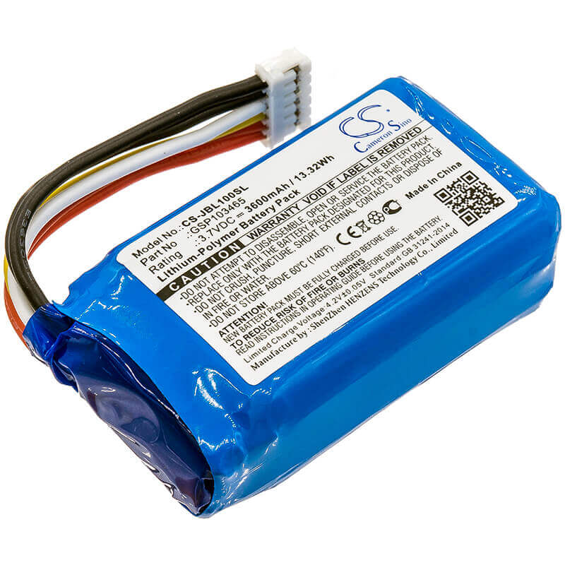 3,7V, Li-Polymer, 3600mAh, Batterie de haut-parleur compatible avec Jbl, Link 10, 13,32Wh Haut-parleur Cameron Sino Technology Limited