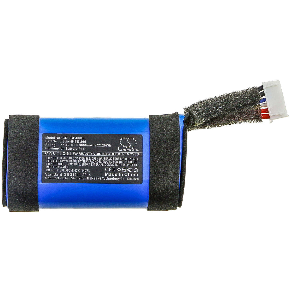 7.4V, Li-ion, 3000mAh, Batterie de haut-parleur compatible avec Jbl, Partybox On-the-go, 22.20Wh Speaker Cameron Sino Technology Limited