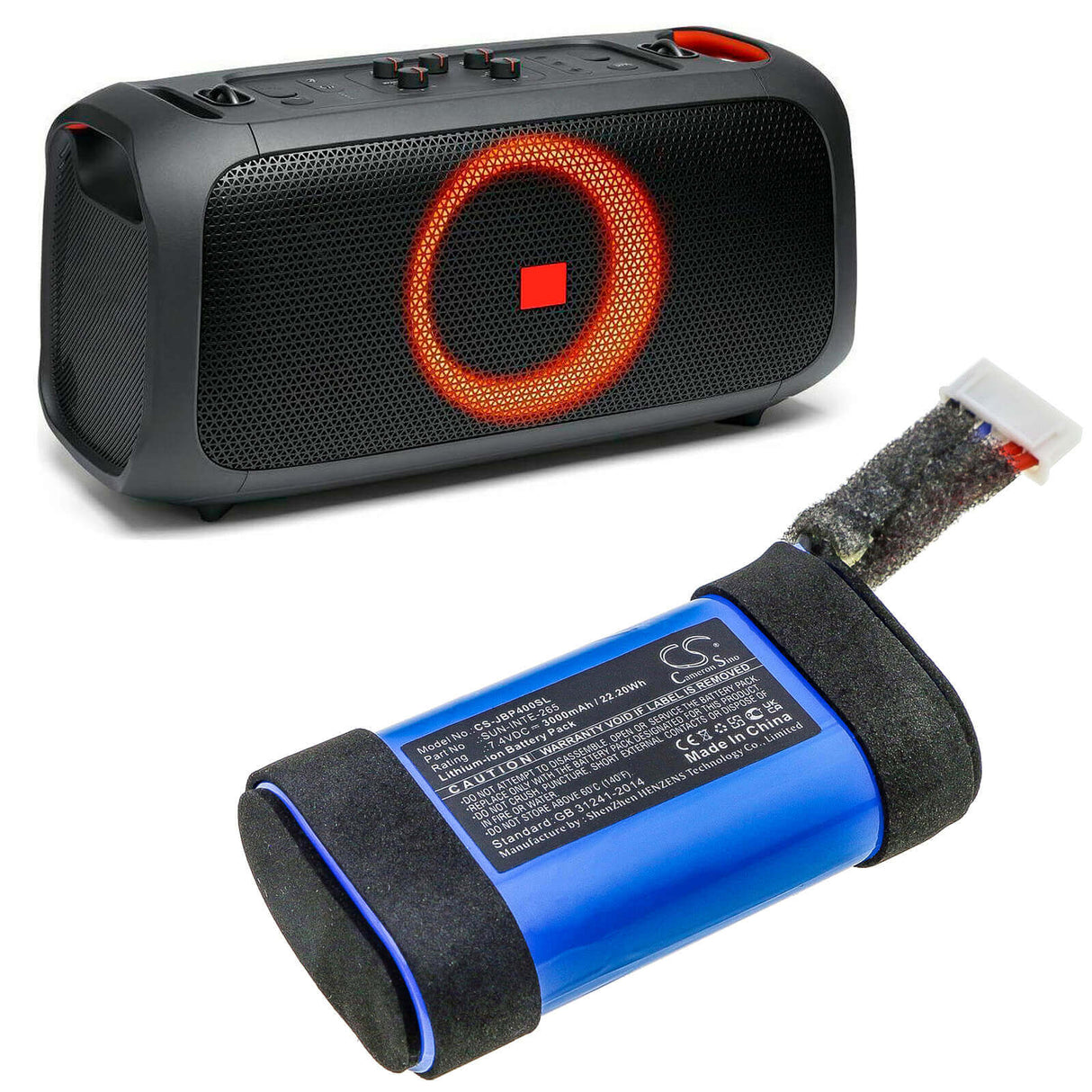 7.4V, Li-ion, 3000mAh, Batterie de haut-parleur compatible avec Jbl, Partybox On-the-go, 22.20Wh Speaker Cameron Sino Technology Limited