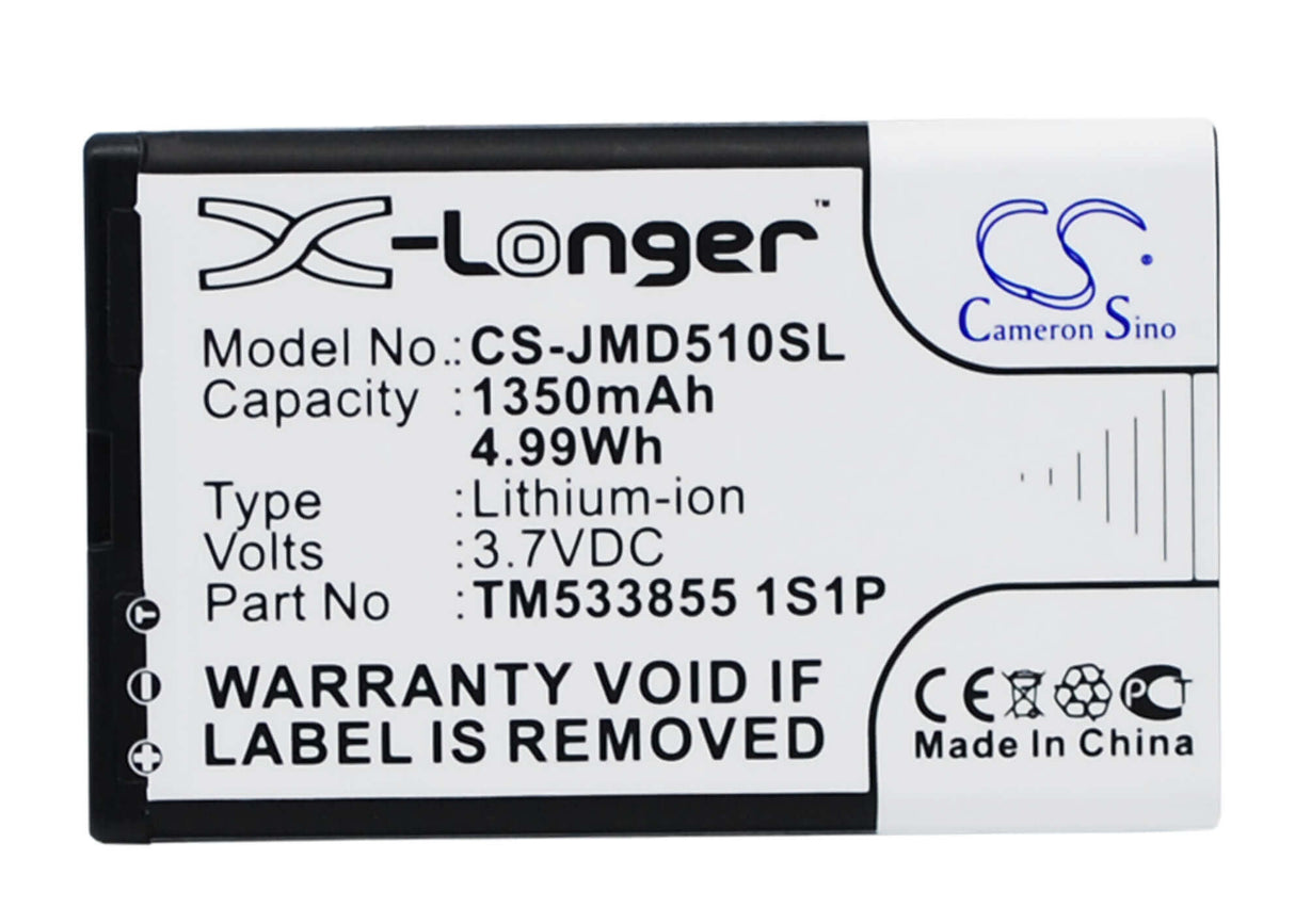 3.7V, Li-ion, 1350mAh, Speaker battery fits Jbl, Md-51w, Play Up, 4.99Wh Speaker Cameron Sino Technology Limited