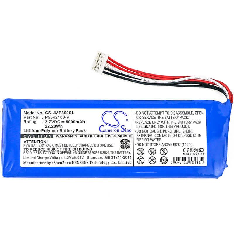 3.7V, Li-Polymer, 6000mAh, Speaker battery fits Jbl, 2017dj1714, Apjblpuese3, 22.20Wh Speaker Cameron Sino Technology Limited