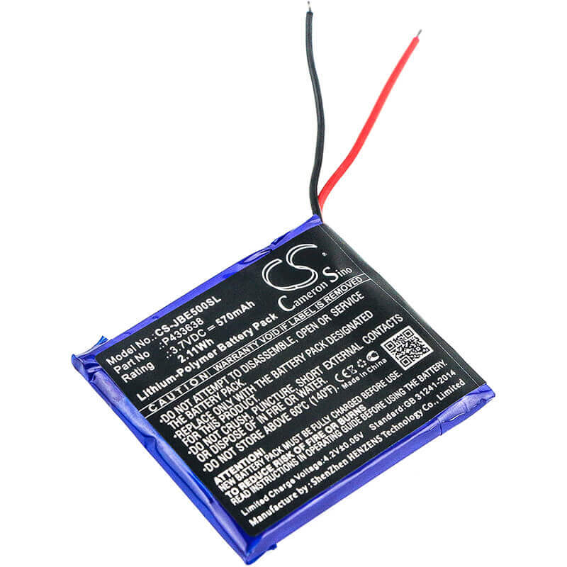 3.7V, Li-Polymer, 570mAh, Headset battery fits Jbl, P433638, Synchros E50bt, 2.11Wh Wireless Headset Cameron Sino Technology Limited