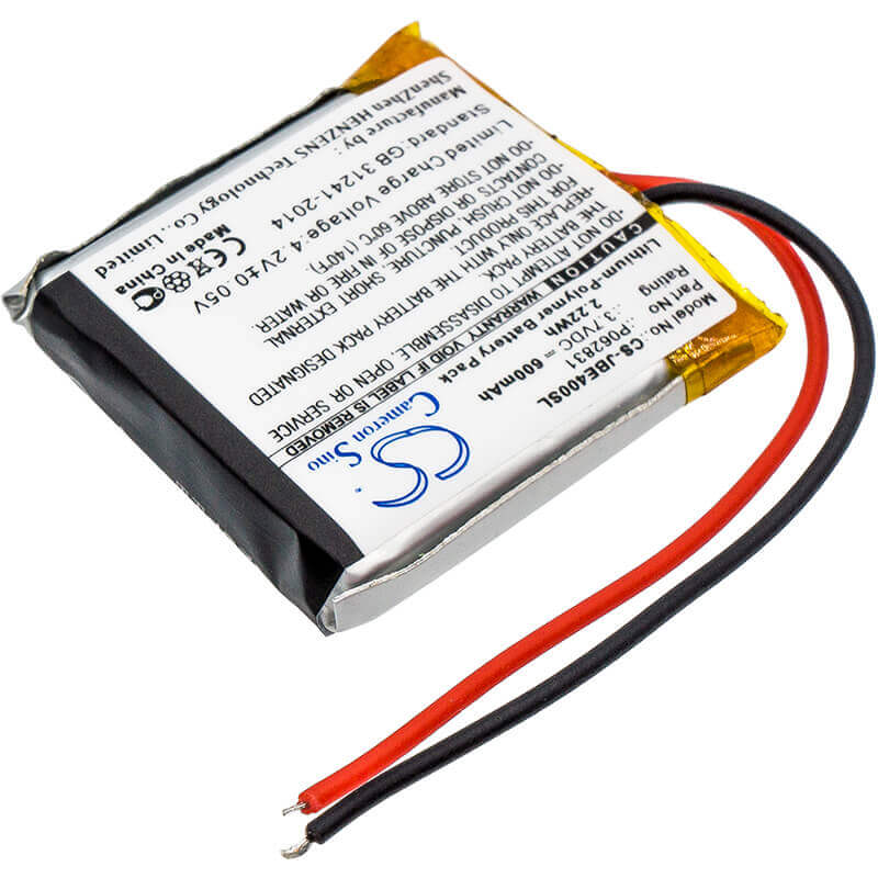 3.7V, Li-Polymer, 600mAh, Headset battery fits Jbl, P062831, Synchros S400bt, Tune 600bt, 2.22Wh Wireless Headset Cameron Sino Technology Limited