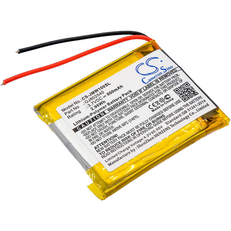 3.7V, Li-Polymer, 800mAh, Speaker battery fits Jbl, Wind, 2.96Wh Speaker Cameron Sino Technology Limited